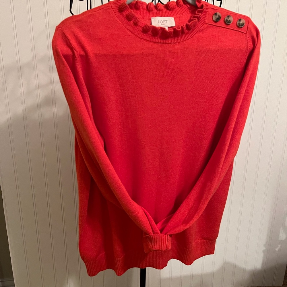Loft Orange Ruffle neck Sweater